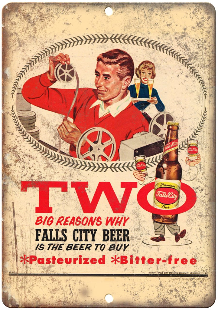 Falls City Beer TWO Reasons Metal Sign