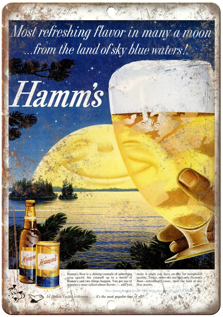 Hamm's Beer Full Moon Metal Sign