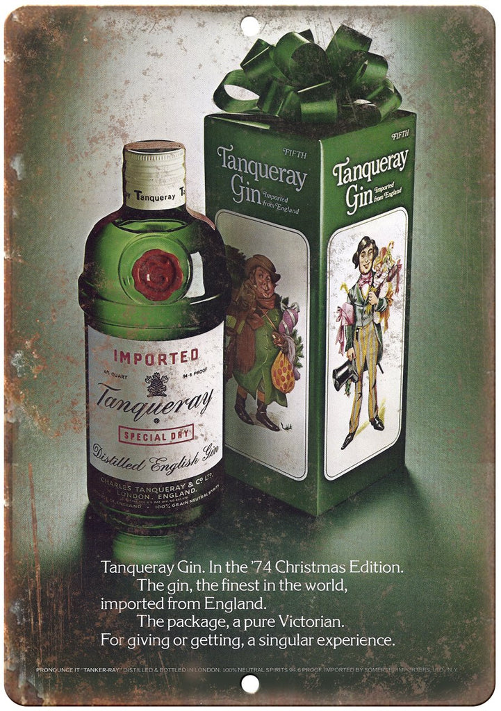 1974 Tanqueray Dry Gin Liquor Metal Sign