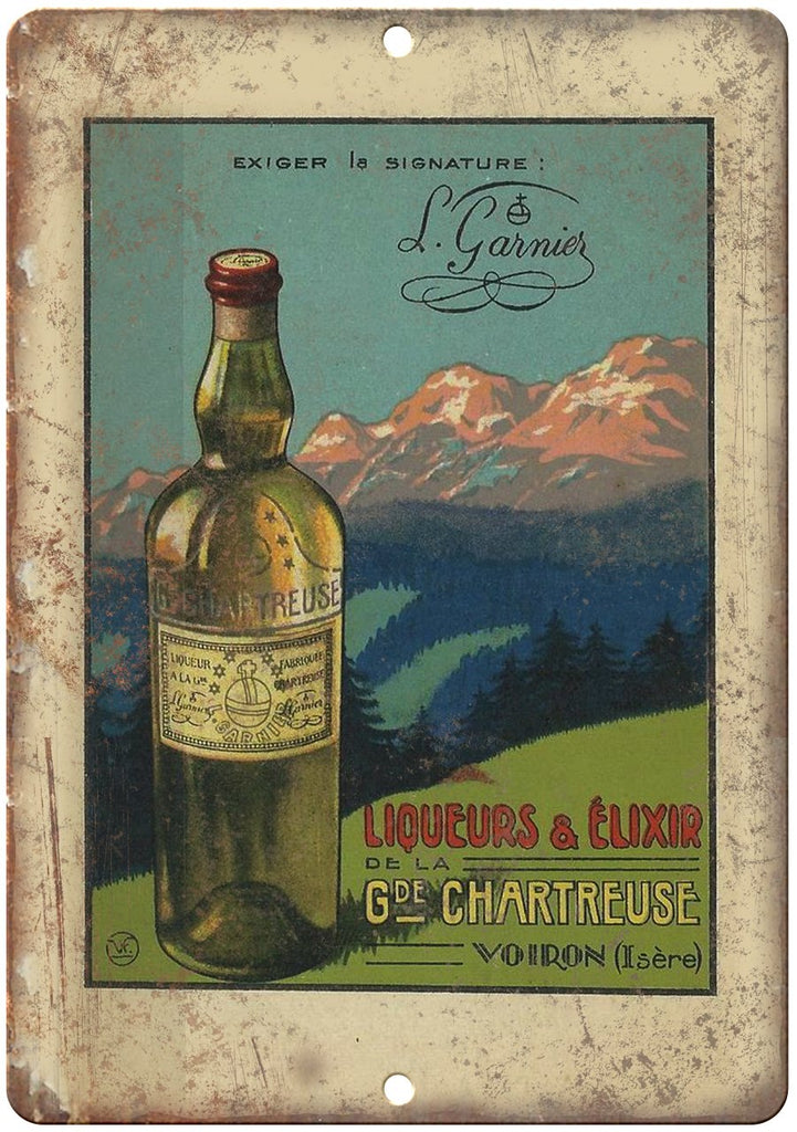 Chartreuse Liqueurs Ad Metal Sign
