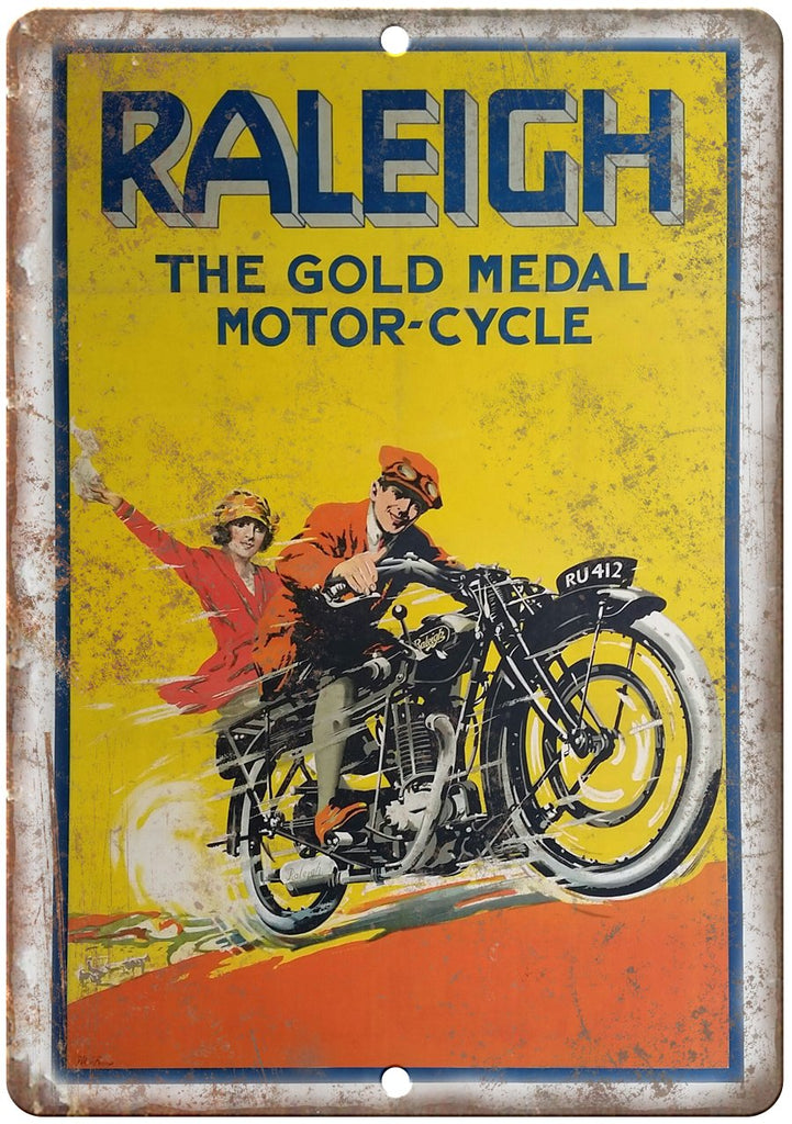 Raleigh Gold Medal Motor-Cycle Poster Metal Sign