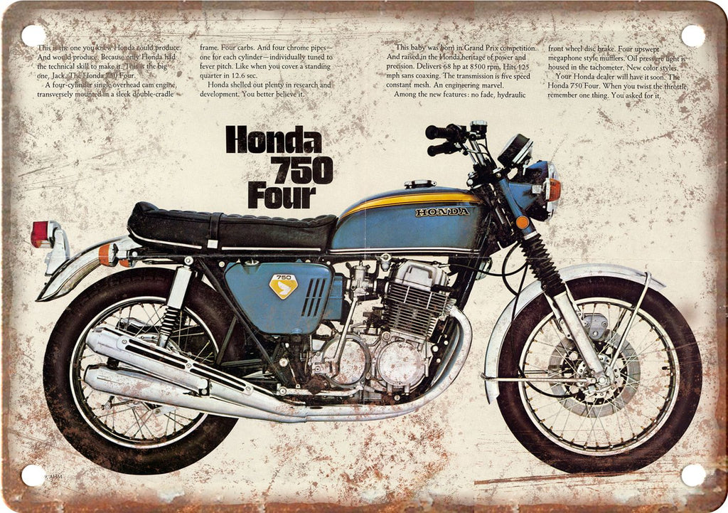 Vintage Honda Motorcycle Ad Reproduction Metal Sign