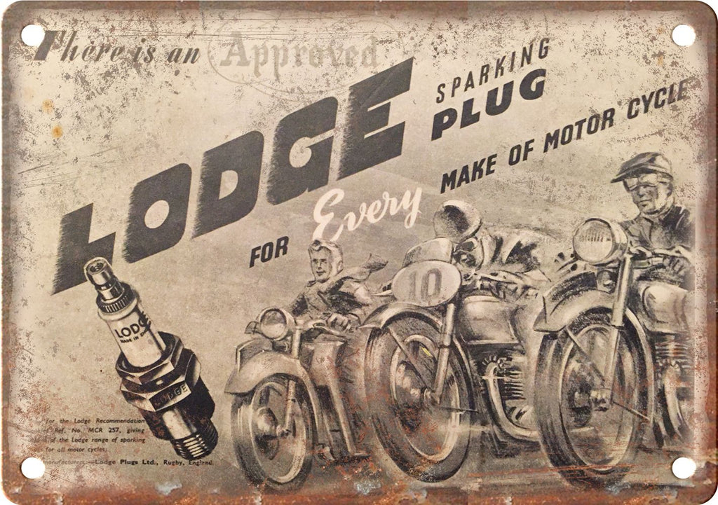 Vintage Motorcycle Spark Plug Ad Reproduction Metal Sign