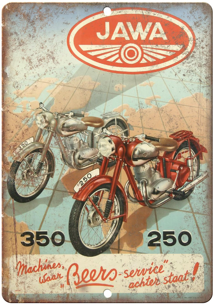Jawa Vintage Motorcycle Poster RARE Metal Sign