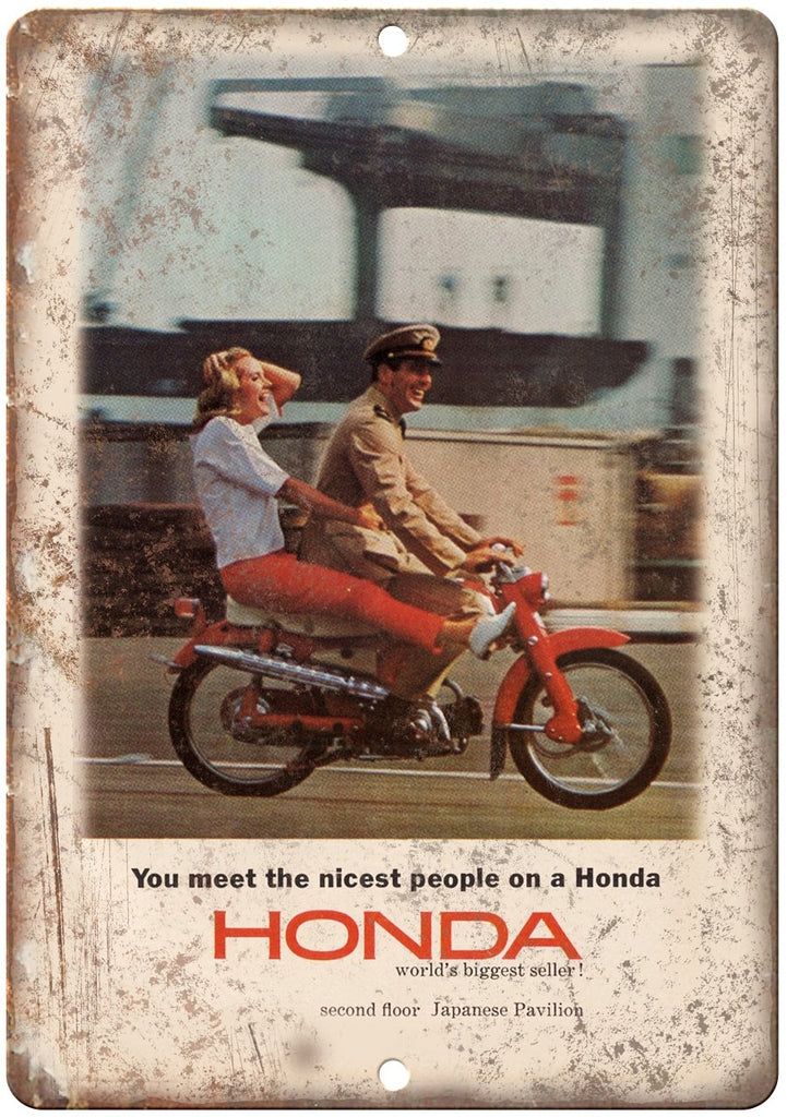 Honda Motorcycle Navy Soldier  Ad Metal Sign
