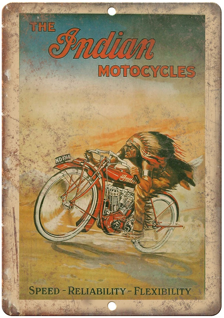 The Indian Motorcycle Rare Print Ad Metal Sign