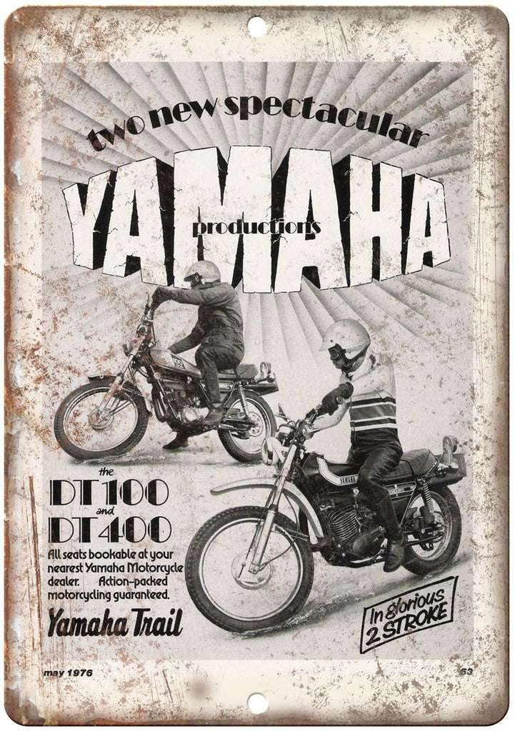 1976 Yamaha DT 100 & DT 400 Trail Bike Metal Sign