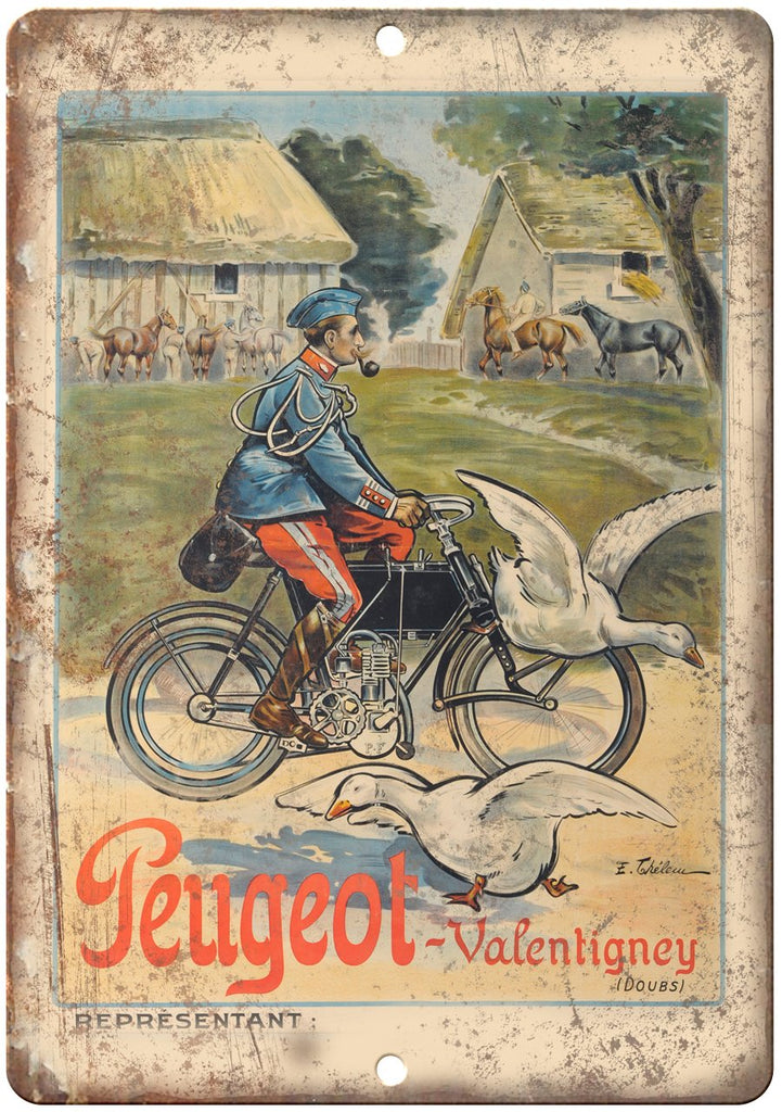Peugeot Valentigney Motorcycle Ad Metal Sign
