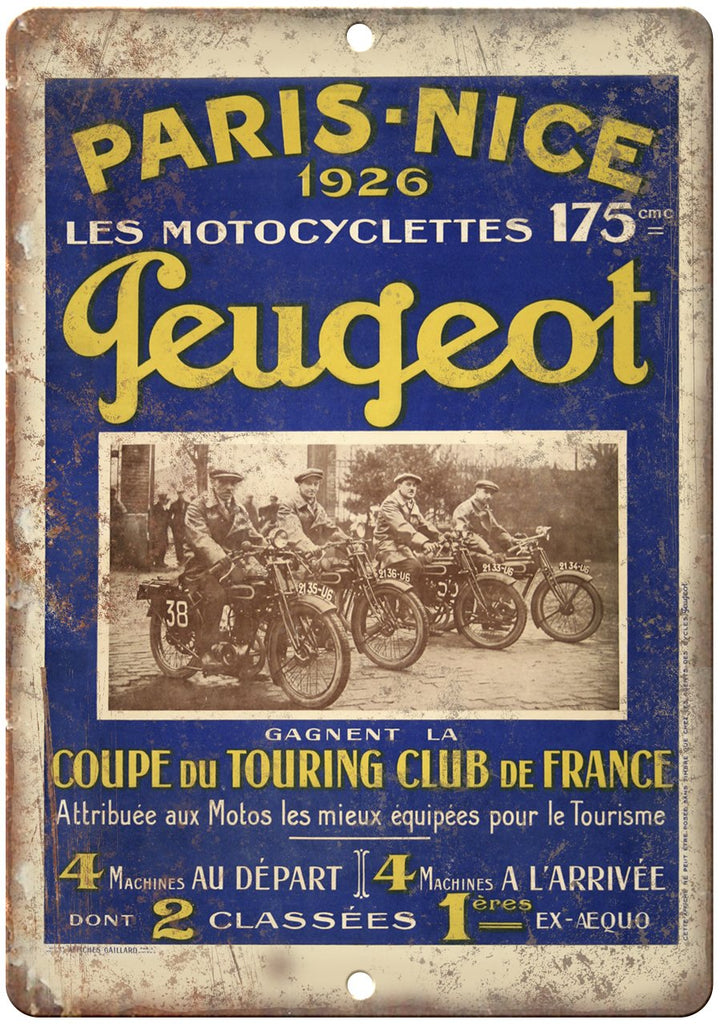 Peugeot Motorcycle Paris France Metal Sign