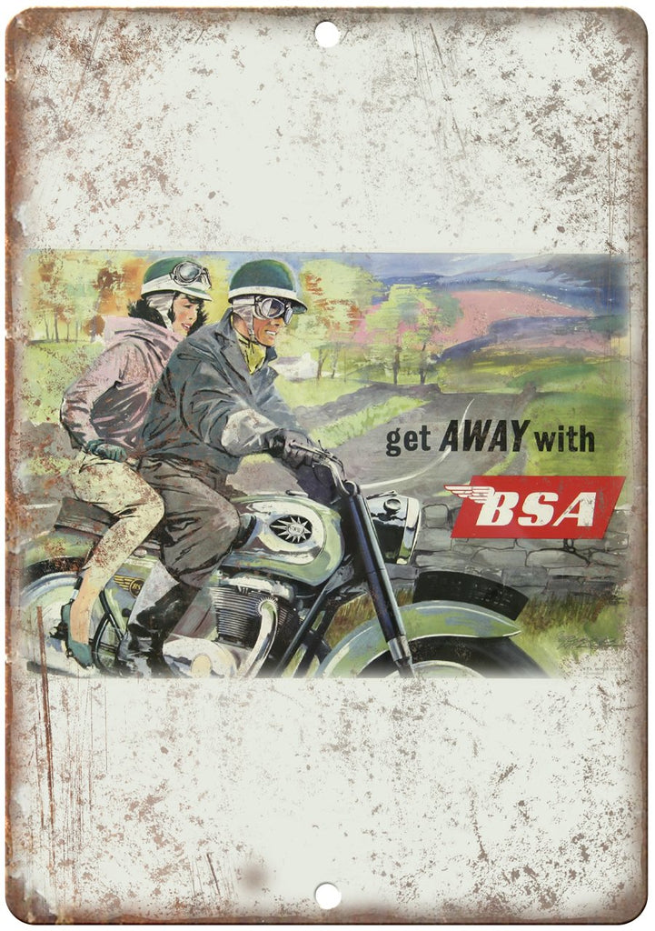 BSA Motorcycle Vintage Ad  Metal Sign
