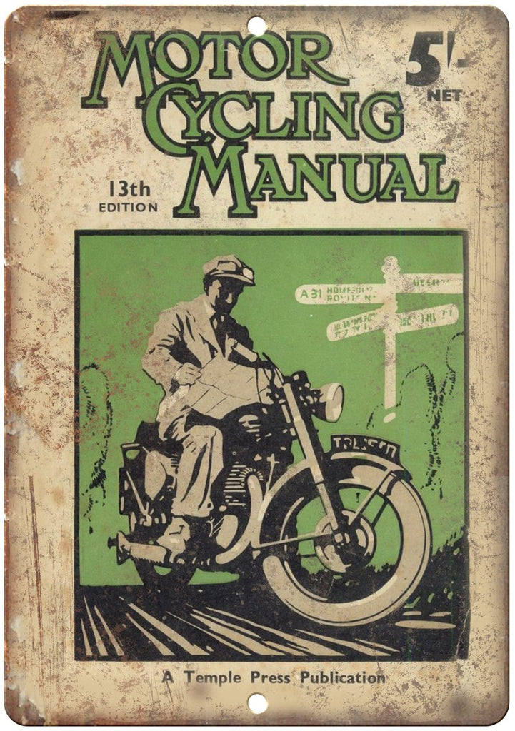 Motor Cycling Manual Temple Press Vintage Ad Metal Sign