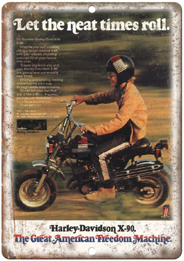 Harley Davidson X-90 Freedom Machine Ad Metal Sign