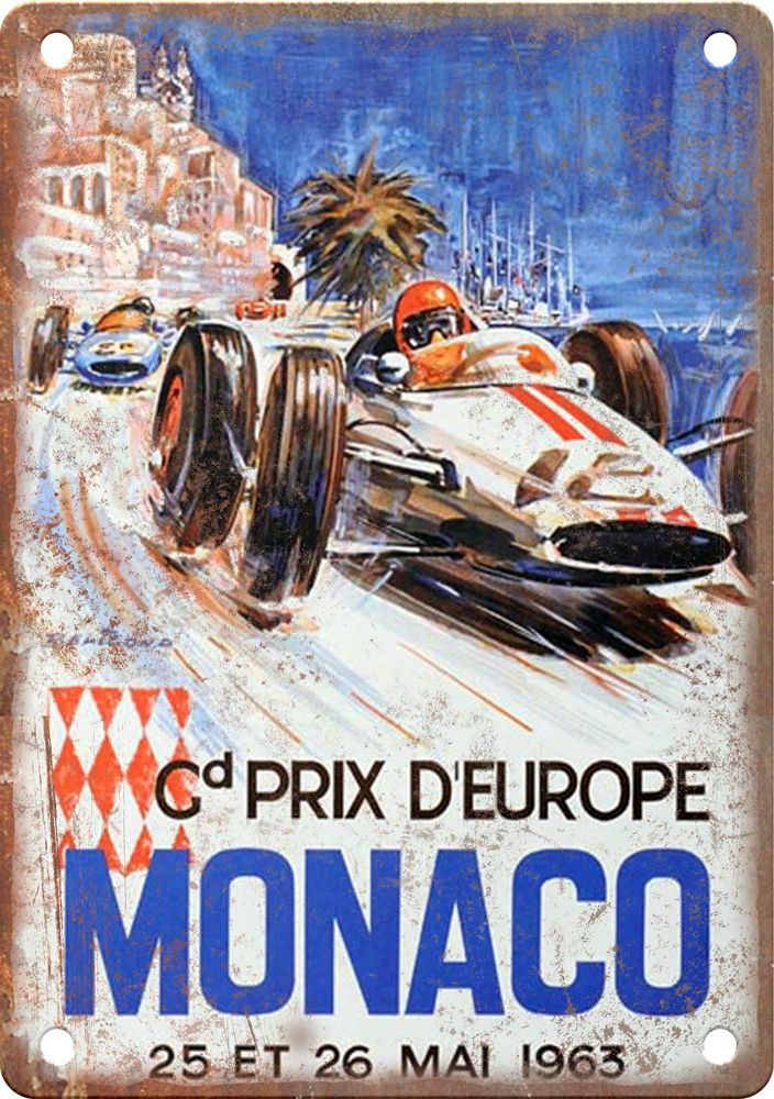 Vintage Monaco Motorcycle Poster Reproduction Metal Sign