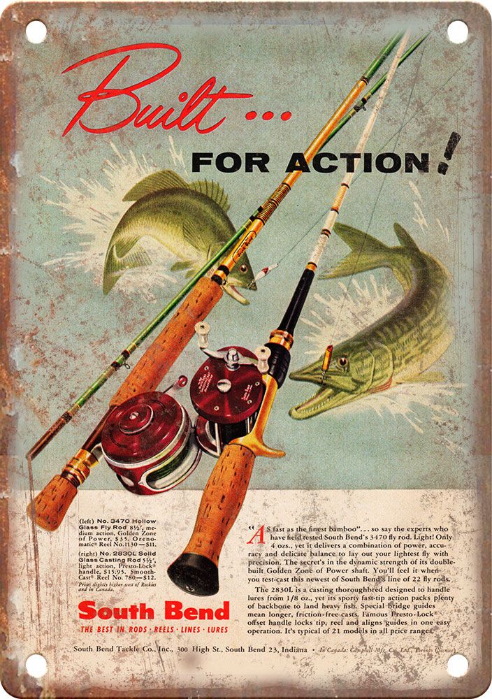 Vintage Fishing Tackle Advertisment Reproduction Metal Sign