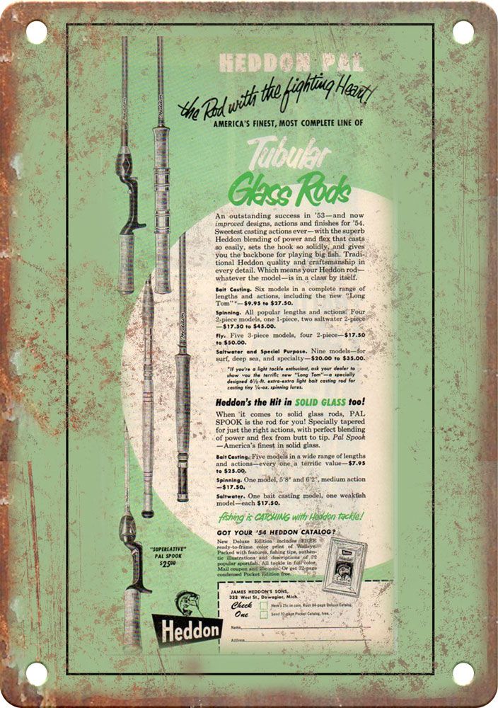 Vintage South Bend FishingRod Ad Reproduction Metal Sign