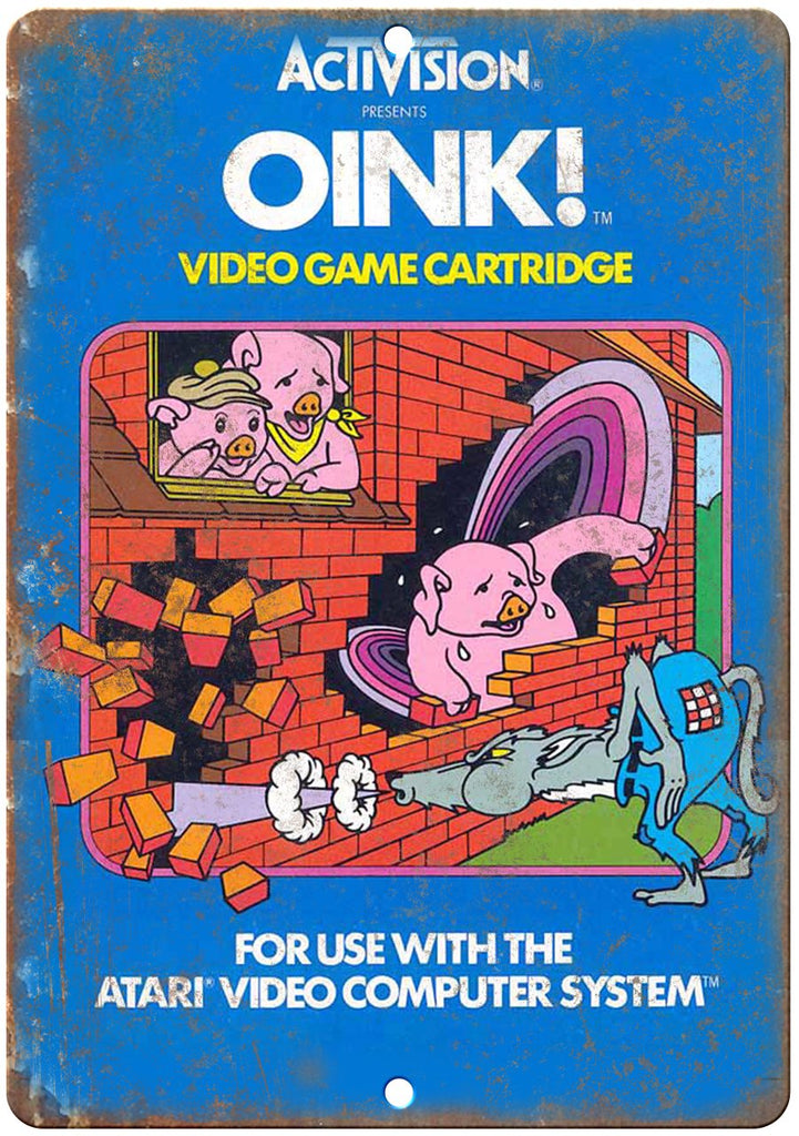 Activision Oink Video Game Atari Computer Cartridge Art Metal Sign
