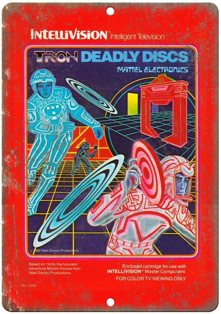 Intellivision TRON Deadly Discs Mattel Cartridge Art Metal Sign