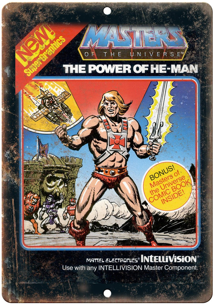 Masters of the Universe He-Man Intellivision Cartridge Art Metal Sign