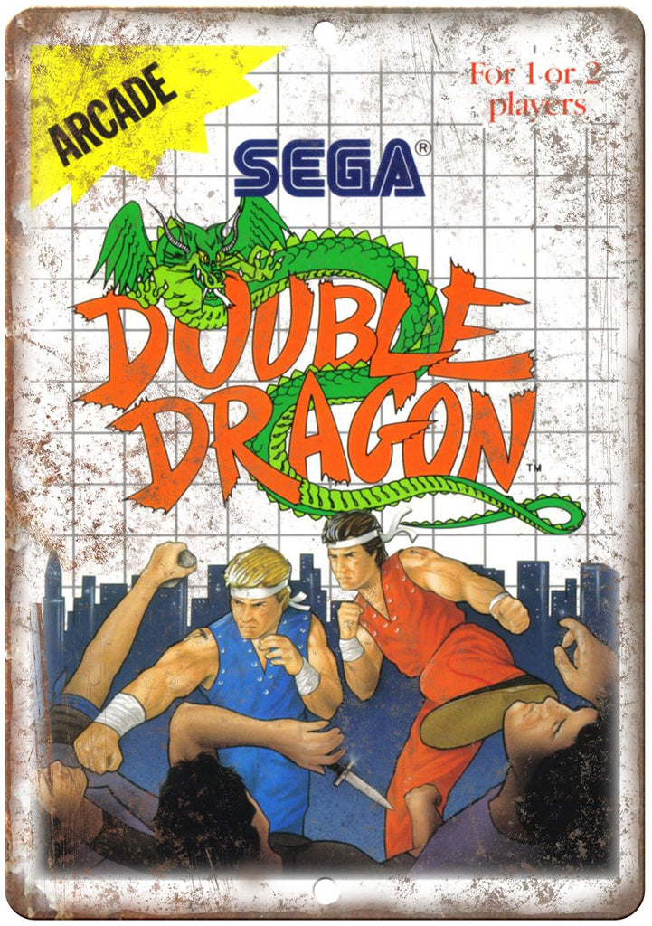 Sega Double Dragon Video Arcade Game Ad Metal Sign