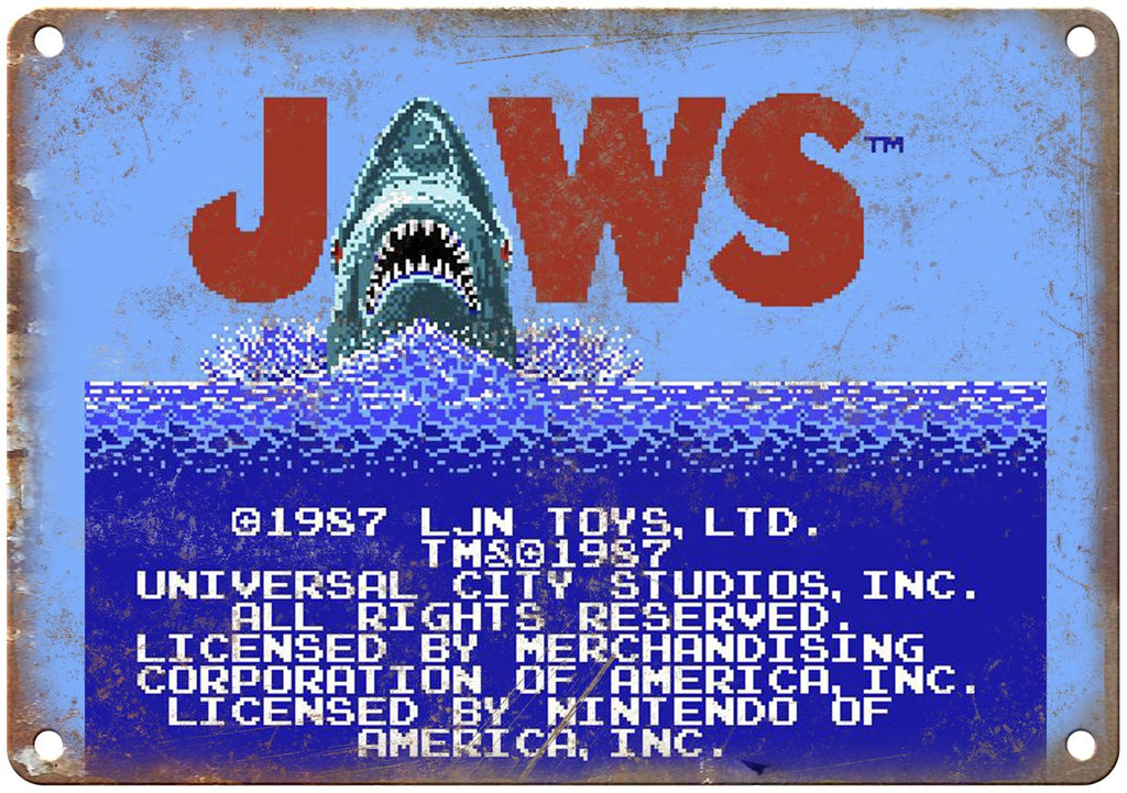 Nintendo Jaws Start Screen NES Metal Sign