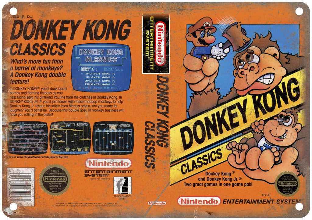 Nintendo NES Donkey Kong Box Art Metal Sign