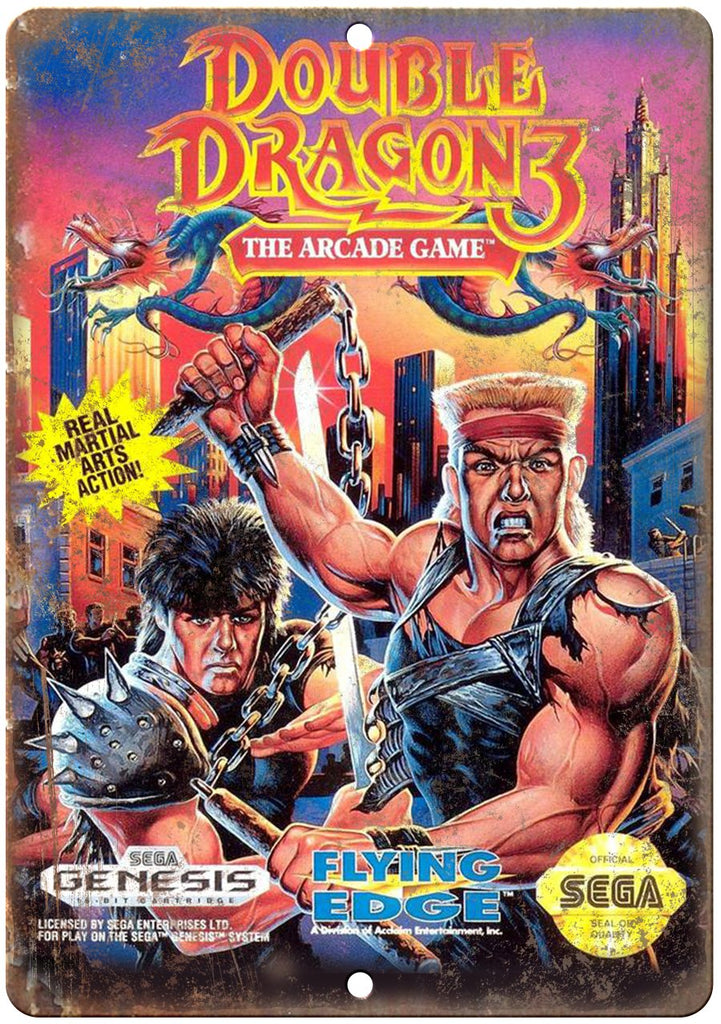 Double Dragon 3 Arcade Game Sega Genesis Metal Sign
