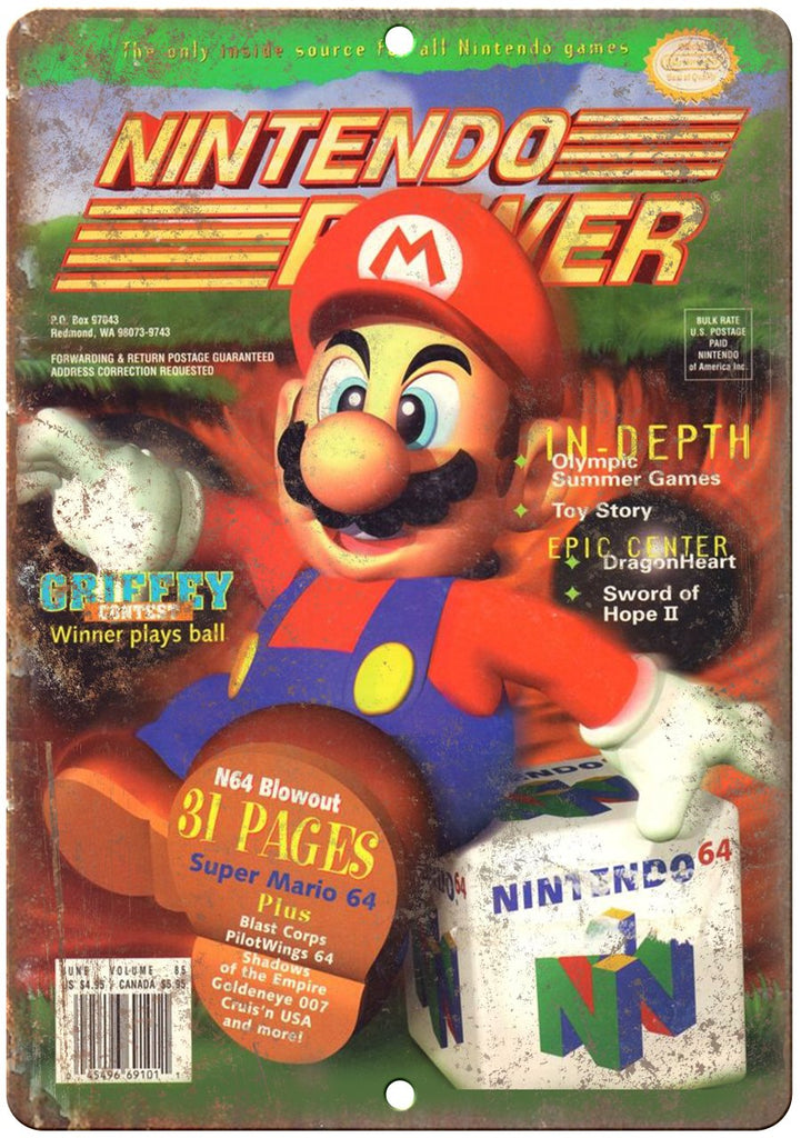 Nintendo Power Magazine Super Mario Gaming Metal Sign