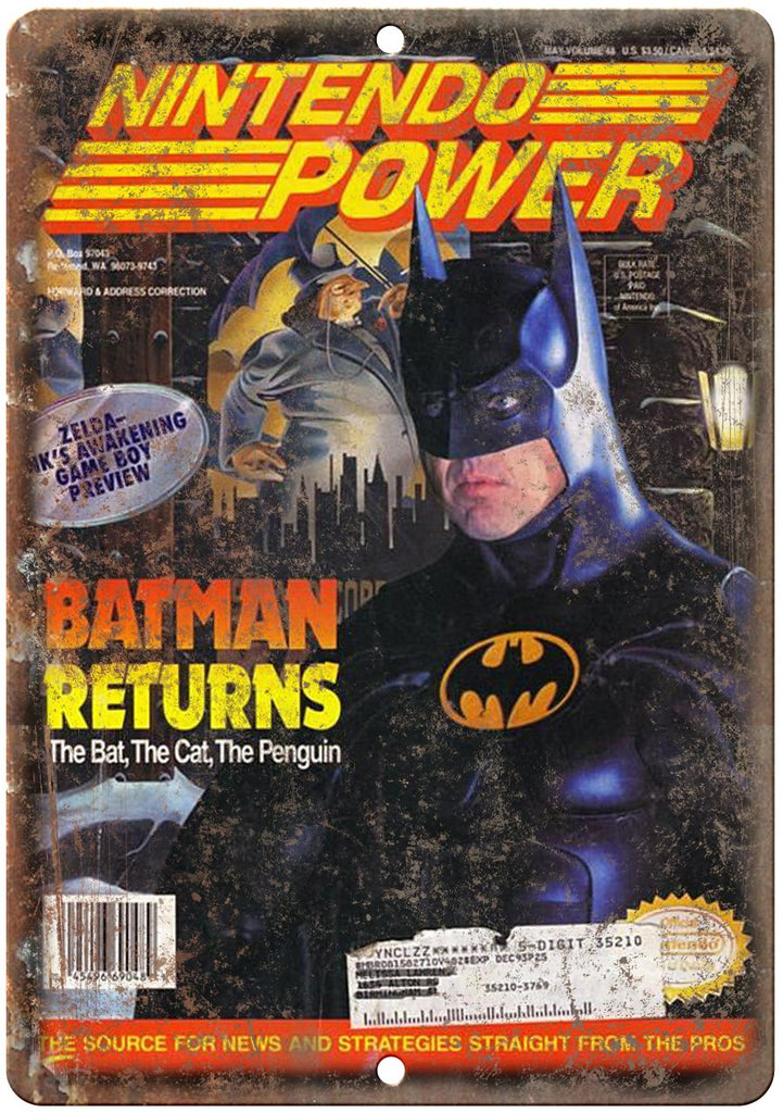 Nintendo Power Magazine Batman Gaming Metal Sign