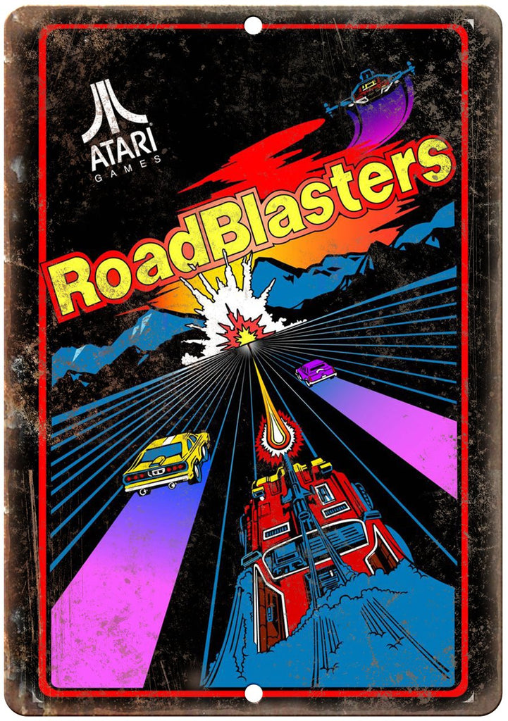 Atari Road Blasters Video Game Art Metal Sign