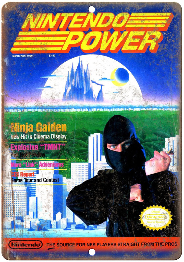 Nintendo Power Ninja Gaiden Cover Art Metal Sign