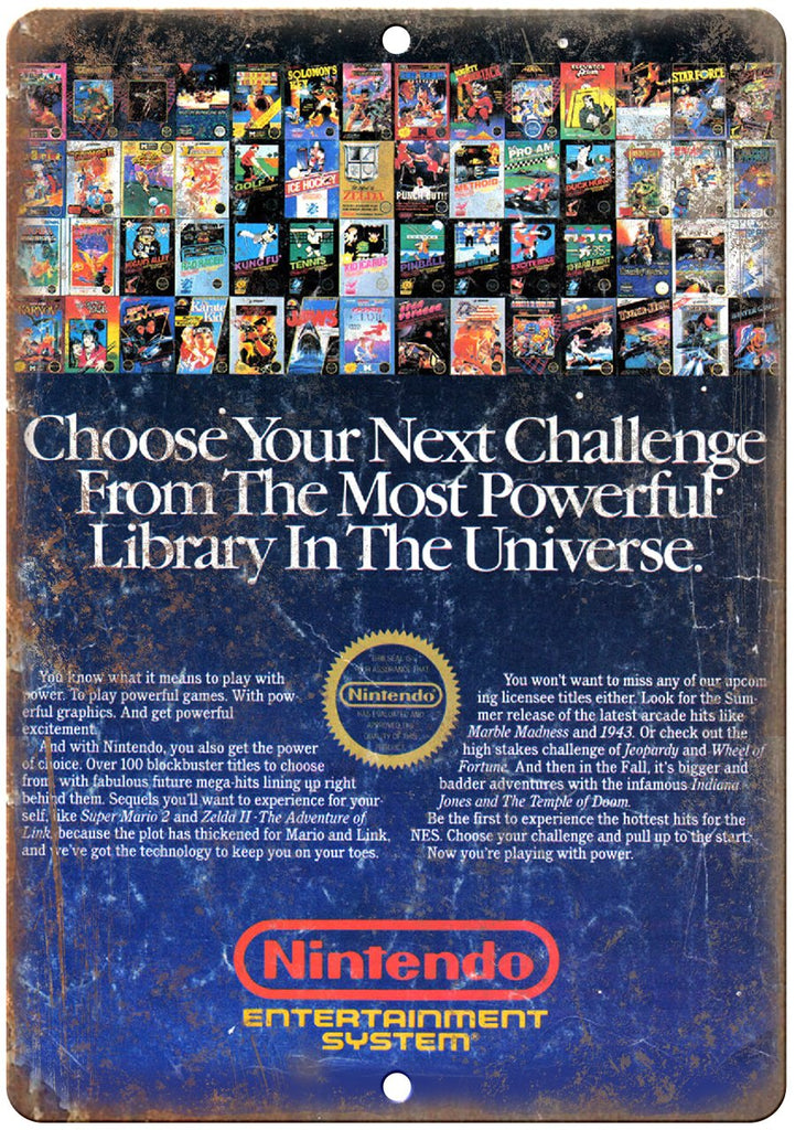 Nintendo Entertainment System NES Vintage Ad Metal Sign