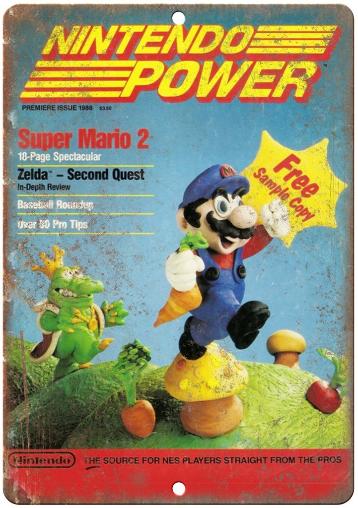 1988 Nintendo Power Super Mario 2 Gaming Metal Sign