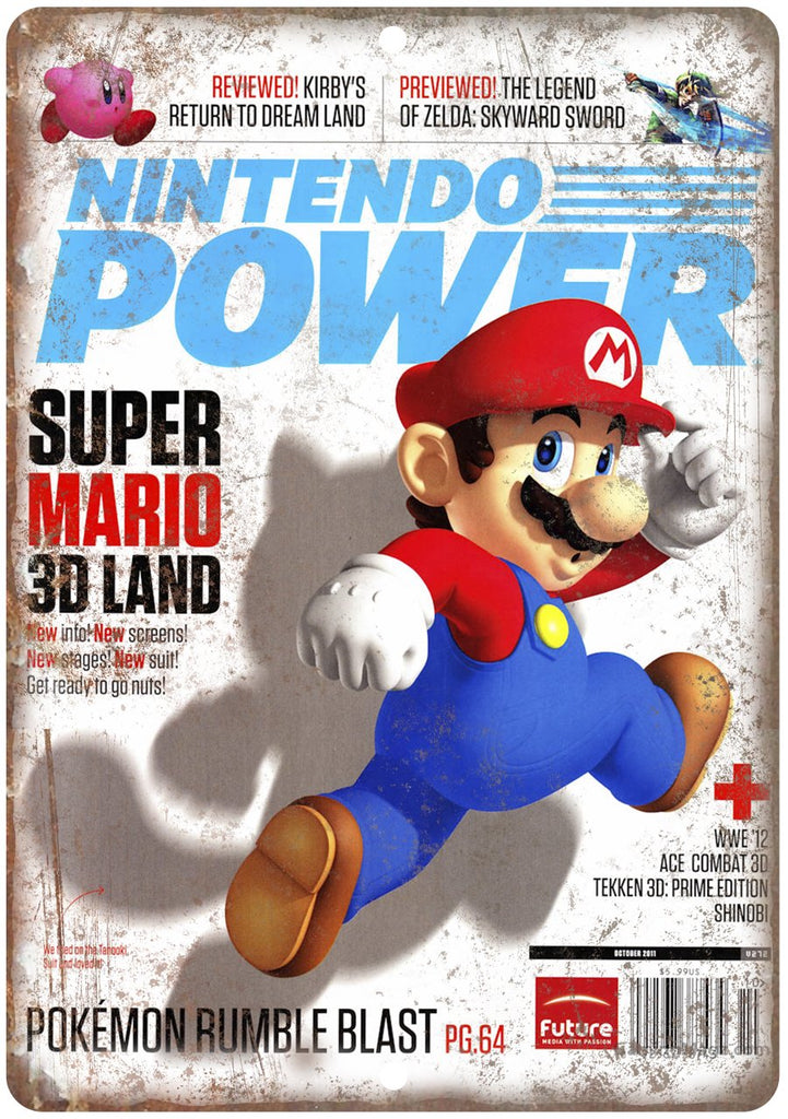 Nintendo Power Super Mario 3D Land Cover Metal Sign
