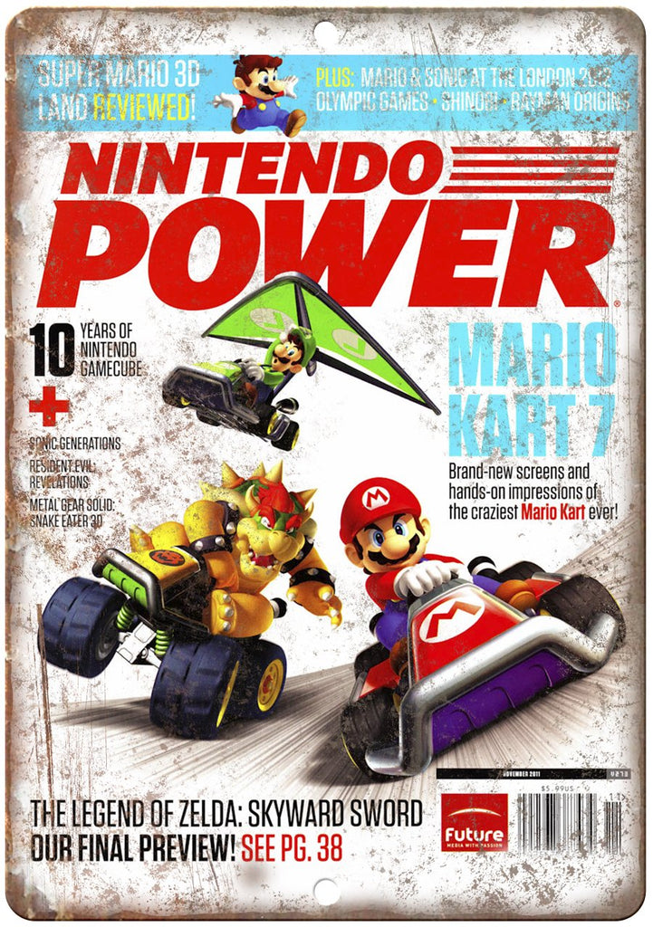 Nintendo Power Mario Kart Cover Art Metal Sign