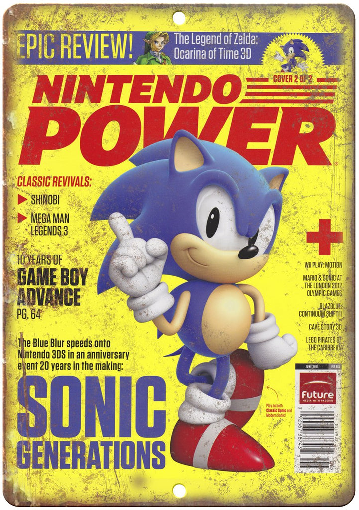 Nintendo Power Sonic Cover Metal Sign