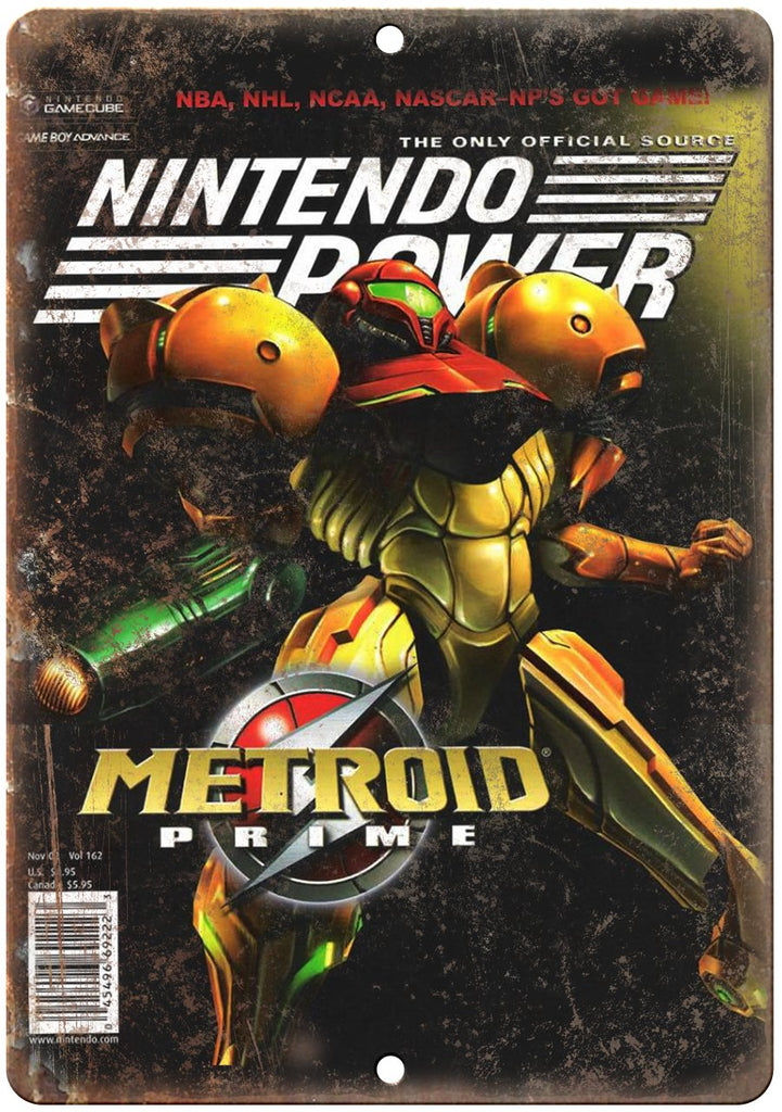 Nintendo Power Metroid Prime Cover Metal Sign