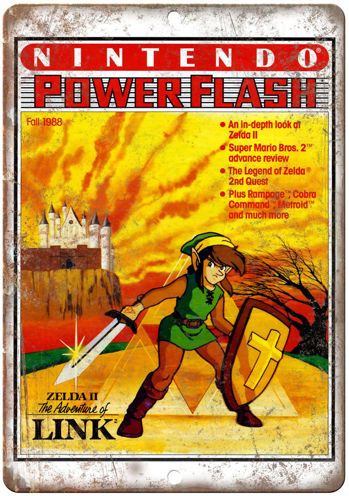 Nintendo Power Zelda II Adventure of Link Metal Sign