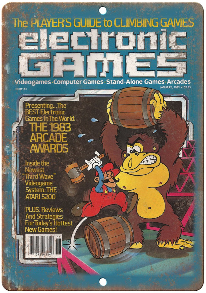 1983 Electronic Games Magazine Donkey Kong Metal Sign