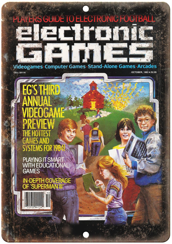 1984 Electronic Games Magazine Cover Art Metal Sign