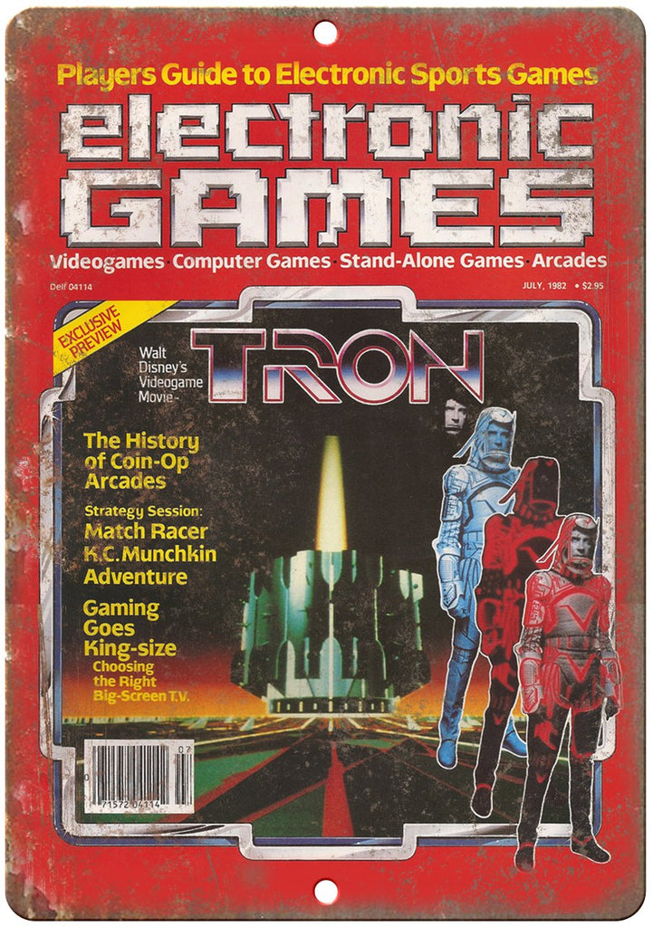 1982 Electronic Games Magazine TRON Art Metal Sign