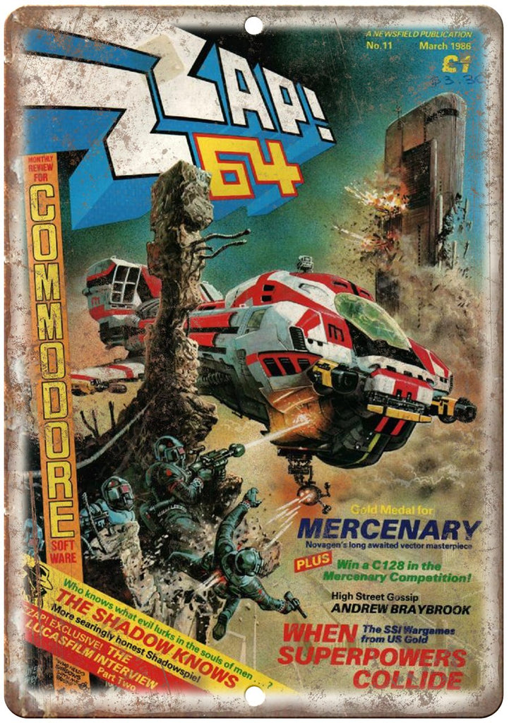 ZAP! 64 Commodore Video Game Magaine Metal Sign