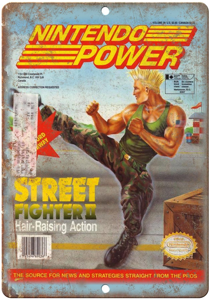 Nintendo Power Magazine Street Fighter II Metal Sign