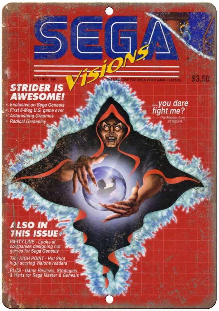 Sega Visions Strider Gaming Magazine Cover Metal Sign