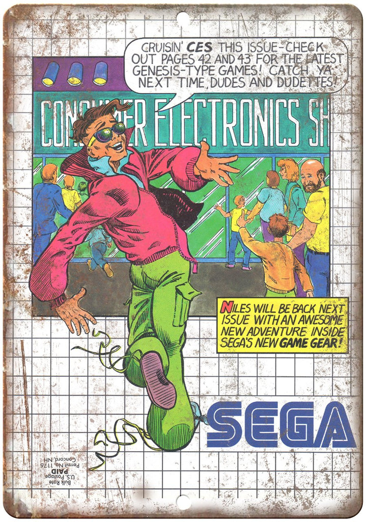 Sega Game Gear Vintage Gaming Ad Metal Sign