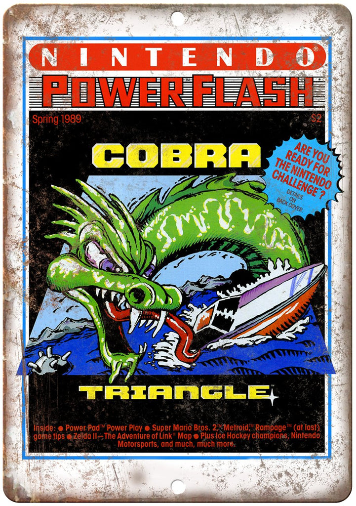 1989 Nintendo Power Flash Magazine Cover Art Metal Sign