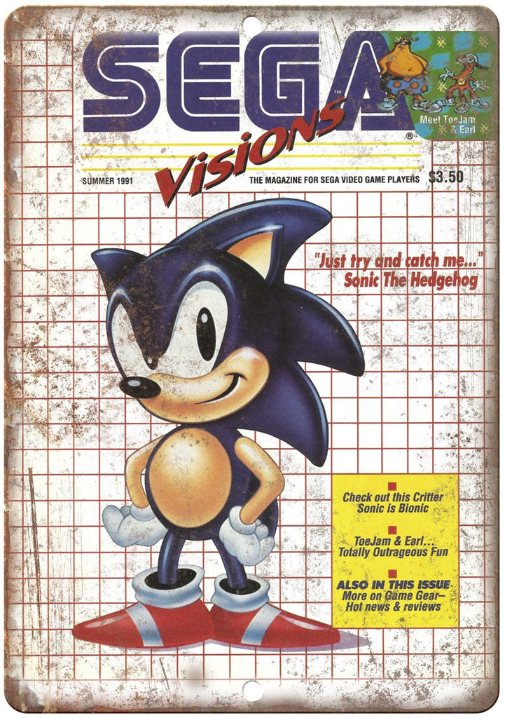 1991 Sega Visions Gaming Magazine Cover Art Metal Sign