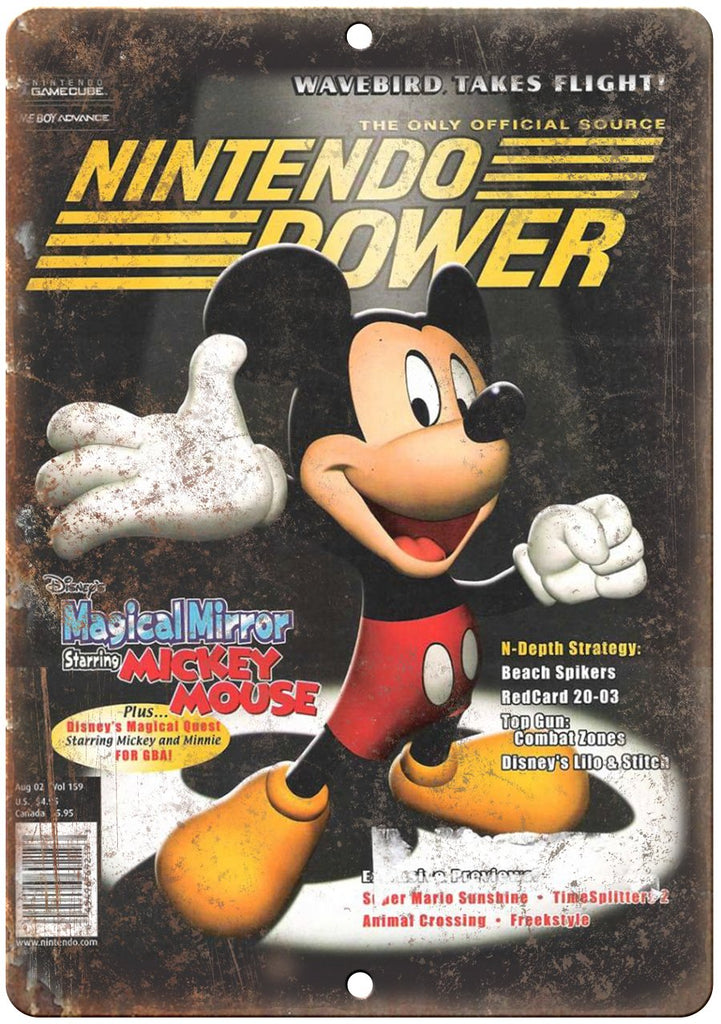 Nintendo Power Magazine Mickey Mouse Metal Sign