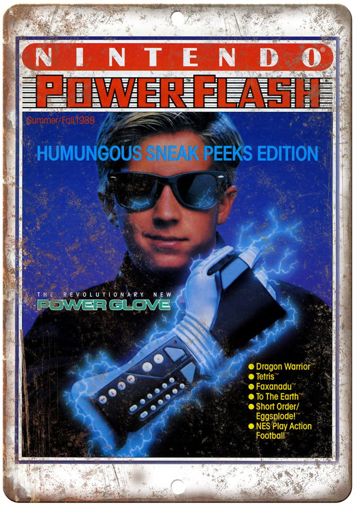 Nintendo Power Flash Magazine Power Glove Metal Sign