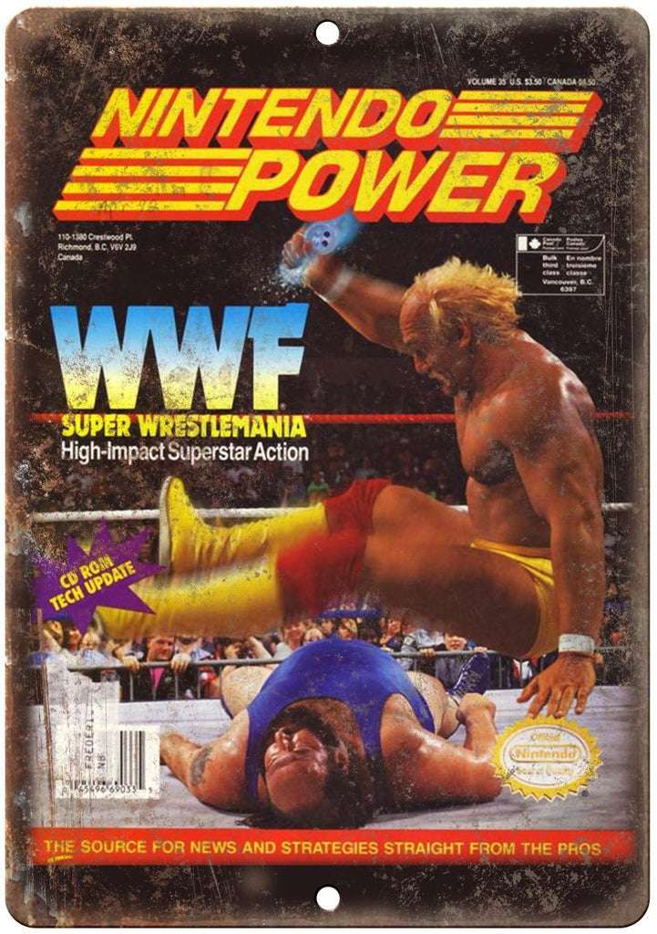 Nintendo Power Magazine WWF Hulk Hogan Metal Sign