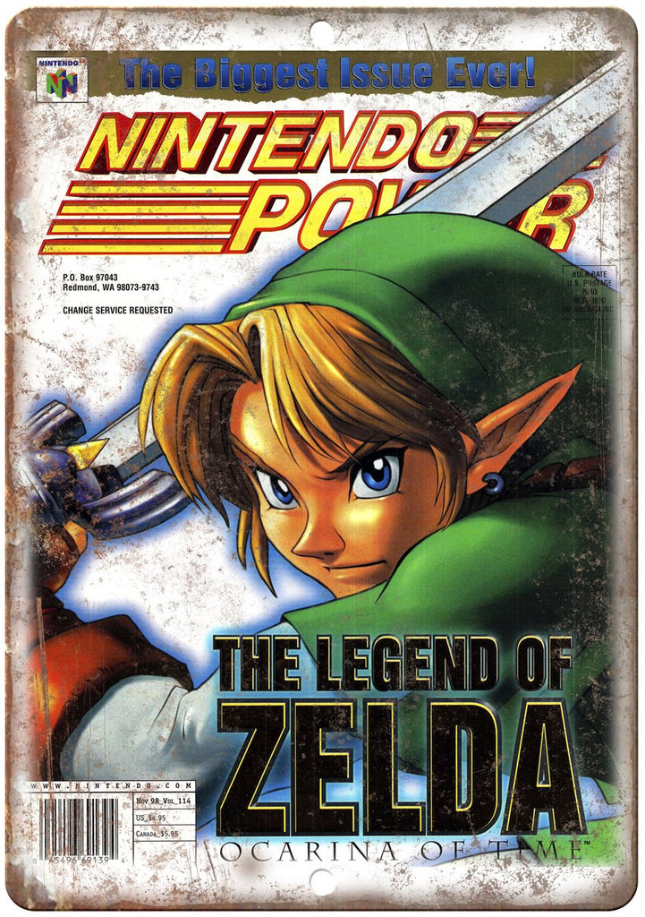 Nintendo Power Magazine Legend of Zelda Metal Sign